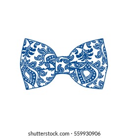 Bow tie. Lapis blue and fiesta color. Vector illustration