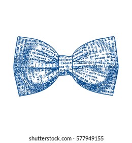 Bow tie. Lapis blue and white color. Vector illustration