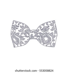 Bow tie. Lilac grey and white color. Vector illustration