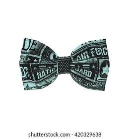 Bow tie. Limpet shell and black color. Vector