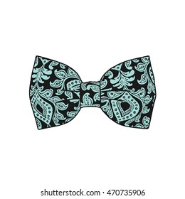 Bow tie. Limpet shell and black color. Vector illustration