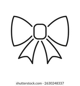 Bow Tie Line Icon. Fashion Accessory, Formal Wear, And Decorative Knot Outline Symbol. Elegant Style, Clothing Decoration, And Gift Wrapping. Editable Stroke. Isolated Vector Illustration.