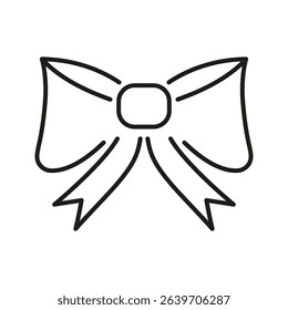 Bow Tie Line Icon. Fashion Accessory, Decoration, And Gift Wrapping Outline Symbol. Elegant And Stylish Design Element. Editable Stroke. Isolated Vector Illustration.
