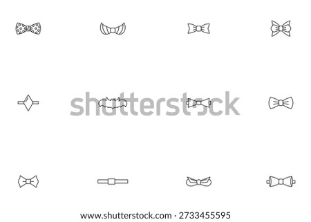 Bow tie line icon set, formal neckwear and fashion accessories vector outline illustrations