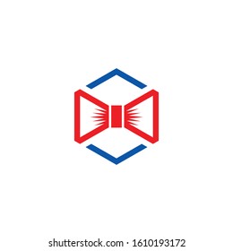 bow tie logo icon template with hexagon