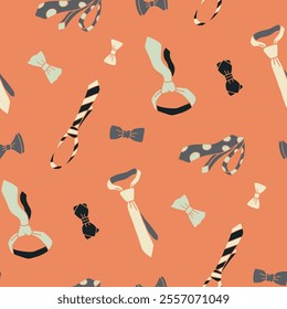 Bow Tie Necktie Vector Seamless Pattern illustration for Print, Wallpaper, Decoration.