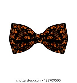 Bow tie. Orange and black color. Vector