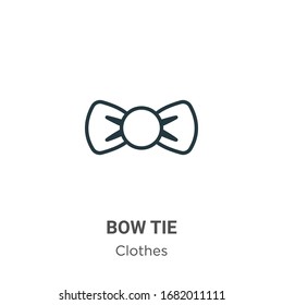 Bow tie outline vector icon. Thin line black bow tie icon, flat vector simple element illustration from editable clothes concept isolated stroke on white background