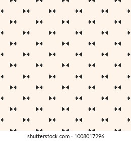 Bow tie pattern. Simple minimalist vector seamless texture with small triangles. Abstract monochrome geometric ornament. Hipster fashion style. Cute funky background. Repeat design for decor, prints