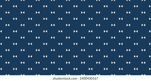 Bow el patrón de corbata. Sencilla textura sin fisuras vectorial minimalista con corbatas pequeñas. Resumen de ornamento geométrico azul oscuro. Estilo de moda hipster. Un bonito fondo funky. Repetición del diseño de la decoración