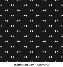 Bow tie pattern. Simple minimalist vector seamless texture with small triangles. Abstract monochrome geometric ornament. Hipster fashion cute funky background. Stylish dark design for decor, covers