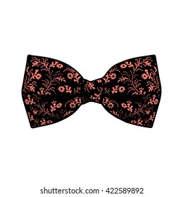 Bow tie. Peach echo and black color. Vector