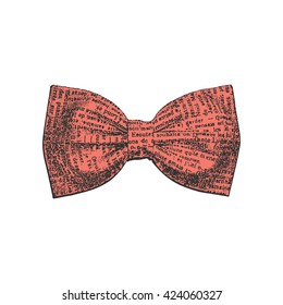 Bow tie. Peach echo and black color. Vector illustration