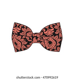 Bow tie. Peach echo and black color. Vector illustration