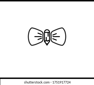 Doble corbata y lápiz. Plantilla de diseño de logotipo. Logo o icono creativo minimalista.