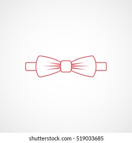 Bow Tie Red Line Icon On White Background