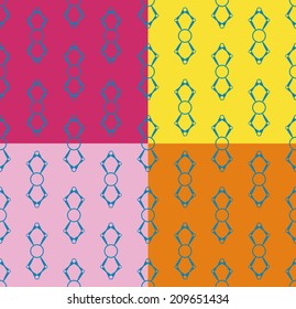 Bow tie retro pattern design, Thai style flower pattern design, four colors background. 