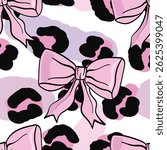 Bow tie ribbon seamless pattern texture background. Leopard textured vector illustration design for fabrics, textiles, wallpapers, prints.