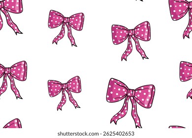 Bow tie ribbon seamless pattern. Bowknot texture background design. Vector illustration for fashion fabrics, textile graphics, prints.