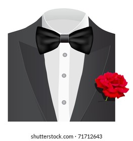 Bow tie with rose,  illustration