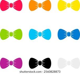 Bow tie, set of colored bow ties isolated on white background. Vector, cartoon illustration. Vector.