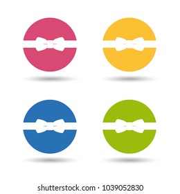 Bow Tie Set - Colorful Vector Icon Illustration - Isolated On White Background