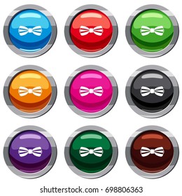 Bow tie set icon isolated on white. 9 icon collection vector illustration