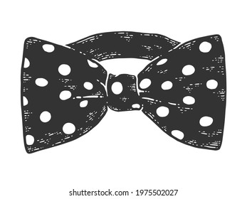 Bow tie. Sketch scratch board imitation color. Engraving.