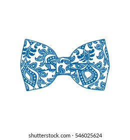 Bow tie. Snorkel blue and white color. Vector illustration