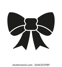 Bow Tie Solid Icon. Decorative Ribbon, Gift Wrapping, And Fashion Accessory Silhouette Symbol. Celebration And Style Element. Isolated Vector Illustration.