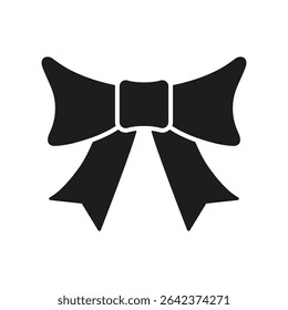 Bow Tie Solid Icon. Fashion Accessory, Formal Wear, And Decorative Ribbon Silhouette Symbol. Elegant Style And Celebration Design. Isolated Vector Illustration.