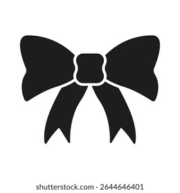 Bow Tie Solid Icon. Fashion Accessory, Gift Wrapping, And Decorative Ribbon Silhouette Symbol. Elegant Design Element. Isolated Vector Illustration.
