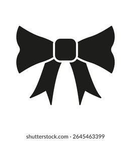 Bow Tie Solid Icon. Fashion Accessory, Formal Wear, And Decorative Ribbon Silhouette Symbol. Elegant Style And Celebration Design. Isolated Vector Illustration.