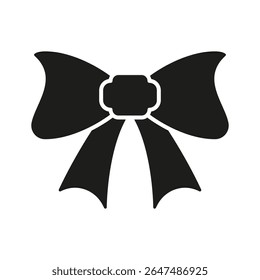 Bow Tie Solid Icon. Fashion Accessory, Decoration, And Gift Wrapping Silhouette Symbol. Elegant Design Element. Isolated Vector Illustration.