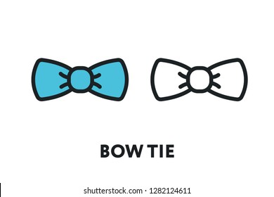 Bow Tie Suit Necktie Style. Vector Flat Line Stroke Icon.