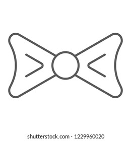 Bow tie thin line icon, clothing and knot, necktie sign, vector graphics, a linear pattern on a white background, eps 10.