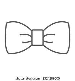 Bow tie thin line icon, tuxedo and knot, necktie sign, vector graphics, a linear pattern on a white background, eps 10.