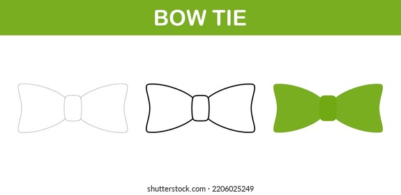 Bow Tie tracing and coloring worksheet for kids