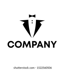bow tie and tuxedo logo design vector template