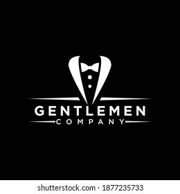 Bow Tie Tuxedo Suit Gentleman Fashion Tailor Clothes Vintage Classic Logo design