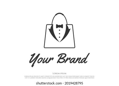 Bow Tie Tuxedo Suit Gentleman Fashion Tailor Clothes Vintage Classic Logo Design Vector