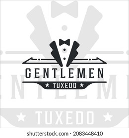 bow tie tuxedo suit gentlemen logo vintage vector illustration template icon graphic design