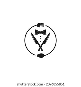 Bow tie, tuxedo, utensil restaurant logo