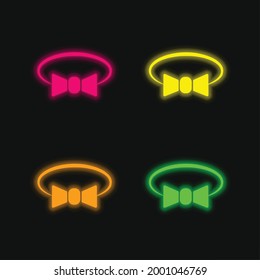Bow Tie Variant four color glowing neon vector icon