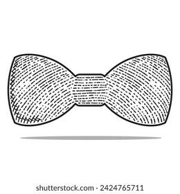 bow tie vector engraving style hand drawn black and white