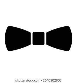 Bow tie vector icon. Formal wear accessory for men’s fashion, tuxedo, wedding, or elegant party outfit. Black silhouette isolated on white background.