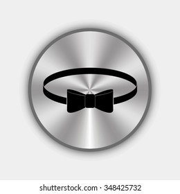 bow tie vector icon on round metallic button