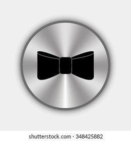 bow tie vector icon on round metallic button