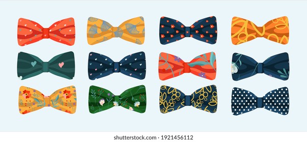 Bow tie vector icons set flat. A set of ties. 