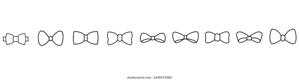 Bow tie vector set. Ribbon bow illustration sign collection. Hair bow symbol. Bow logo.